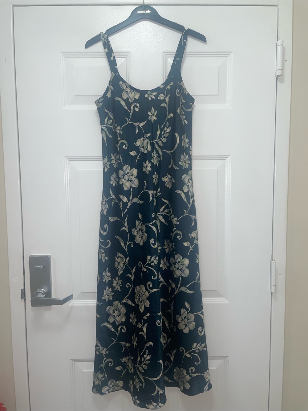 Black Floral Midi Slip Nightgown